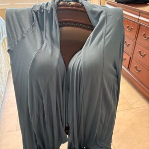 Light Blue Draped Open-Front Poncho Shrug